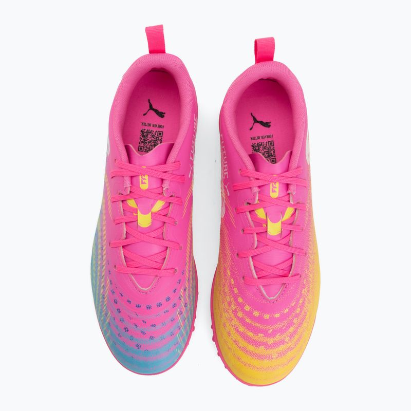 Dětské kopačky PUMA Future 9 Play TT poison pink/puma white/sun stream/bright aqua/puma black 5