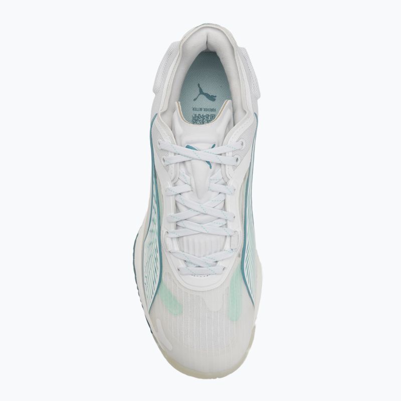 Dámské boty na házenou PUMA Accelerate Nitro SQD 4 Game On puma white/baltic sea blue/fresh water 5