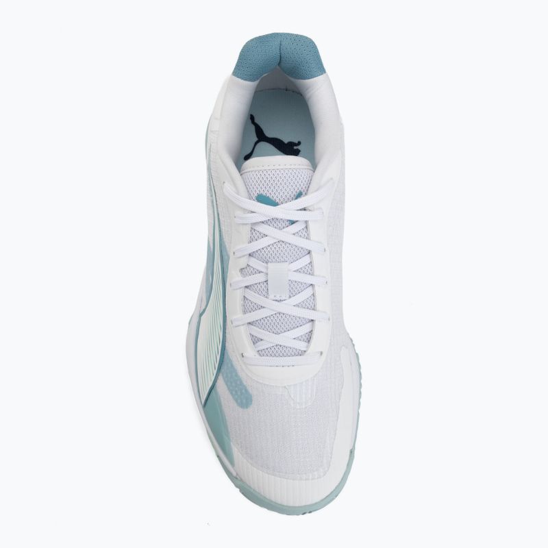 Házenkářské boty PUMA Accelerate Pro 4 Game On puma white/baltic sea blue/fresh water 5