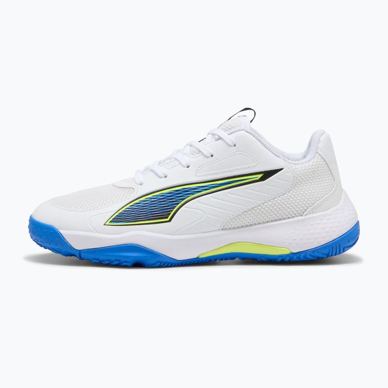 Dětské boty na házenou PUMA Accelerate 4 Game On Jr puma white/glowing red/ultra blue 8