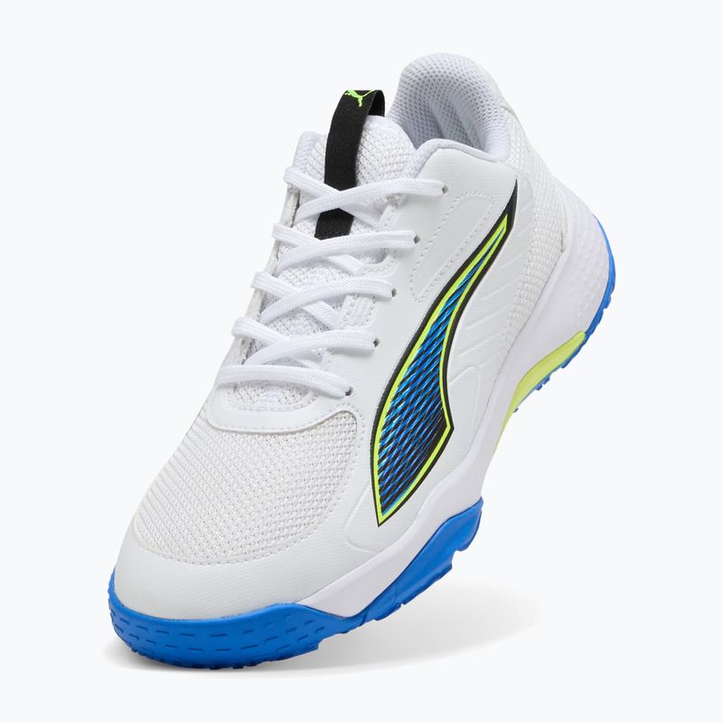Dětské boty na házenou PUMA Accelerate 4 Game On Jr puma white/glowing red/ultra blue 10