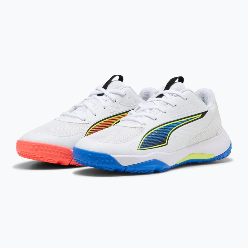 Dětské boty na házenou PUMA Accelerate 4 Game On Jr puma white/glowing red/ultra blue 11