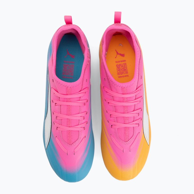 Dětské kopačky PUMA Ultra 6 Match FG/AG Jr poison pink/puma white/sun stream/bright aqua/puma black 5
