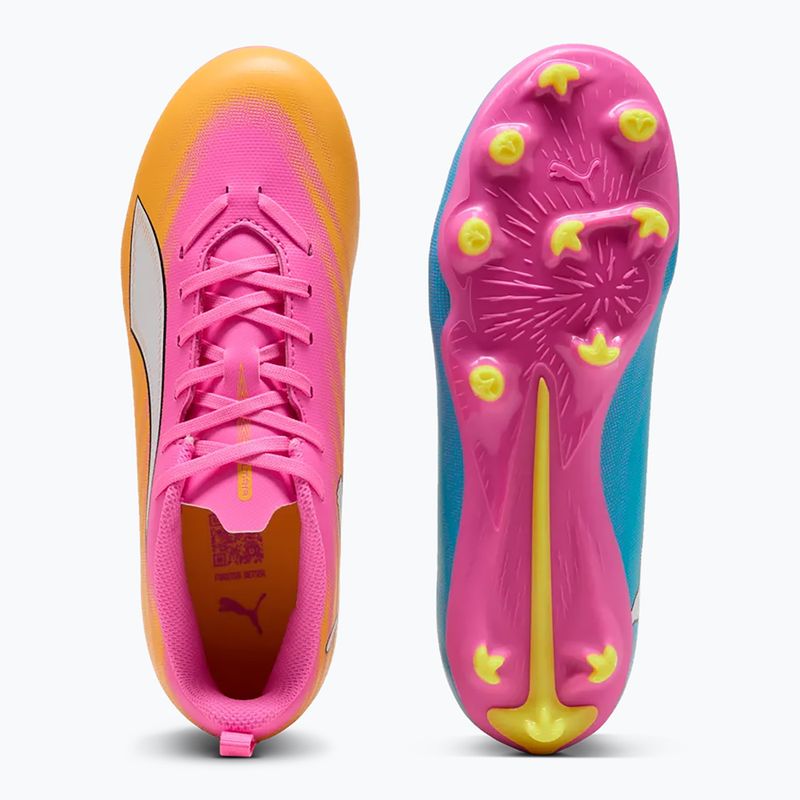 Dětské kopačky PUMA Ultra 6 Play FG/AG Jr poison pink/puma wht/sun stream/bright aqua/puma blk 6