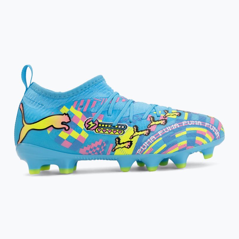 Dětské kopačky PUMA Future 9 Match Advanced Level FG/AG Jr puma white/blue glimmer/pink glimmer/yellow alert 2
