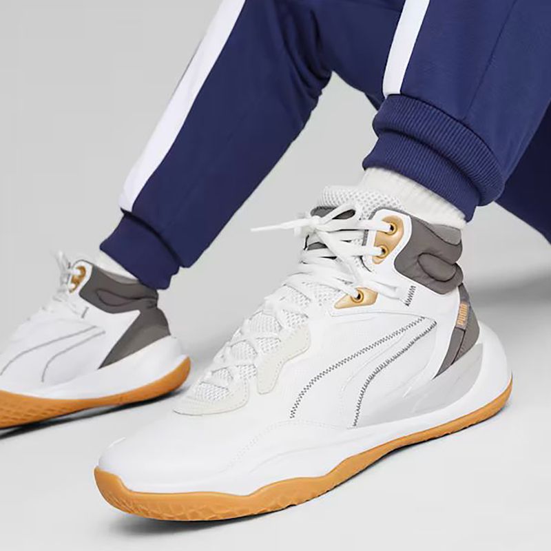 Pánské basketbalové boty PUMA Playmaker Pro Mid Trophies ash gray/cast iron/puma gold 13