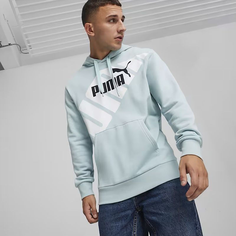 Pánská mikina  PUMA Power Graphic Hoodie TR turquoise surf 3