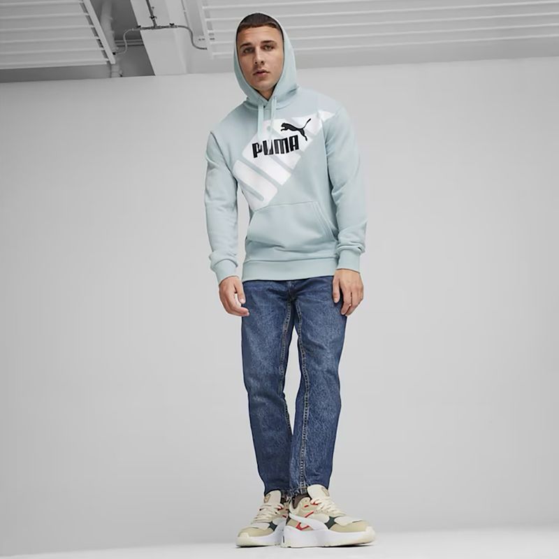 Pánská mikina  PUMA Power Graphic Hoodie TR turquoise surf 4