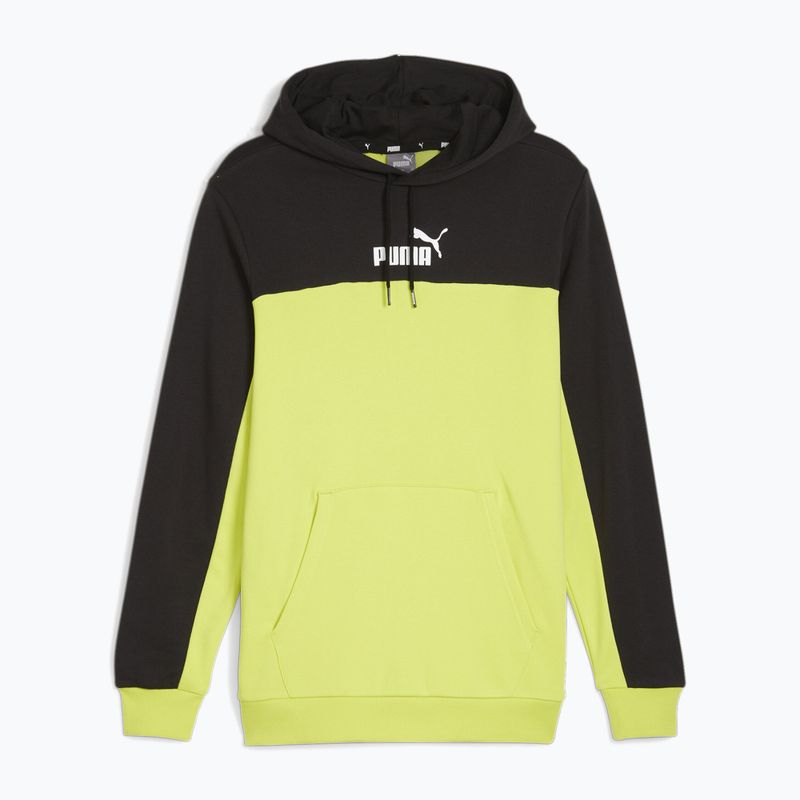 Pánská mikina  PUMA ESS+ Block Hoodie TR puma black/lime sheen 5