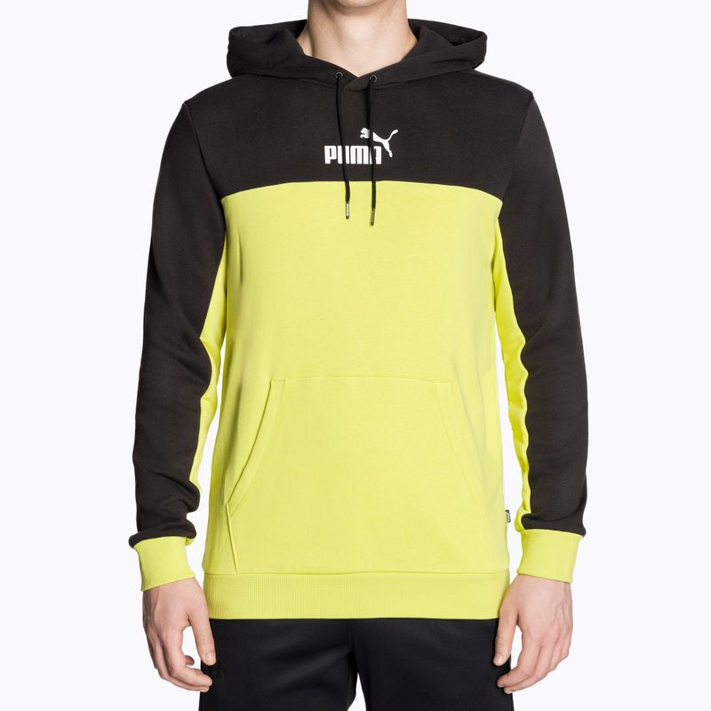 Pánská mikina  PUMA ESS+ Block Hoodie TR puma black/lime sheen