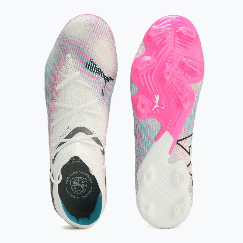 Kopačky PUMA Future 7 Ultimate Low FG/AG white/black/poison pink/bright aqua/silver mist 11