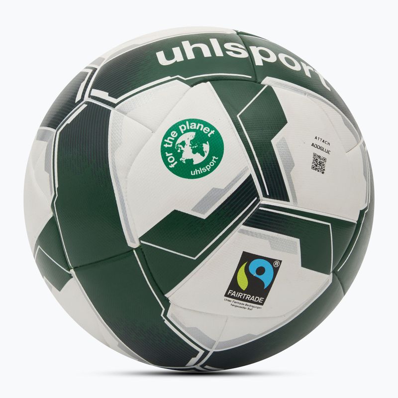 Fotbalový míč uhlsport Attack Addglue For The Planet white/dark green/silver  velikost 5 2
