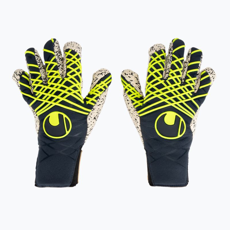 Brankářské rukavice  uhlsport Prediction Supergrip + Finger Surround navy/white/fluo yellow