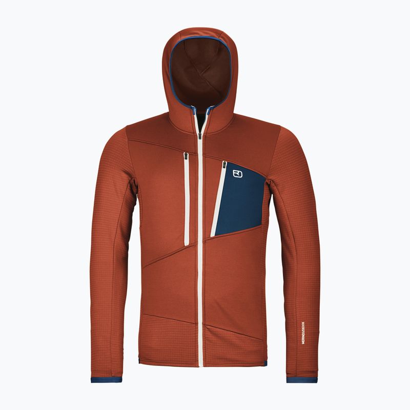 Pánská mikina ORTOVOX Fleece Grid Hoody clay orange