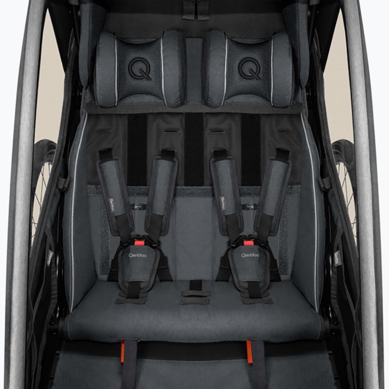 Dvoumístný vozík za jízdní kolo Qeridoo Kidgoo 2 šedý Q-KDG2-22-SG 4