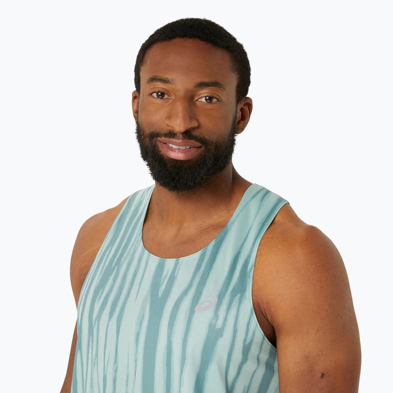 Pánské běžecké tílko tank top  ASICS  Road All Over Print Singlet light celadon/celadon 4