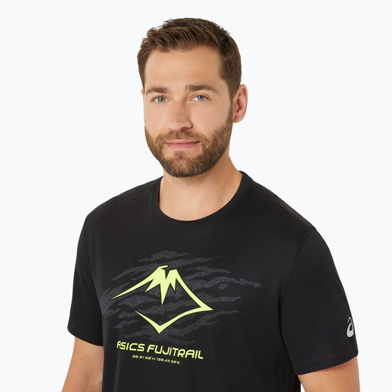 Pánské běžecké tričko ASICS Fujitrail Logo černá/graficky šedá/bezpečně žlutá 4