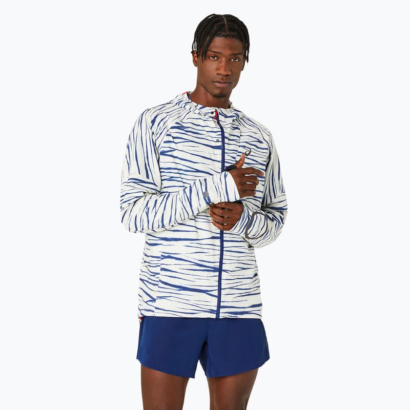 Pánská běžecká bunda ASICS Metarun Shibori Waterproof brich/blue expanse
