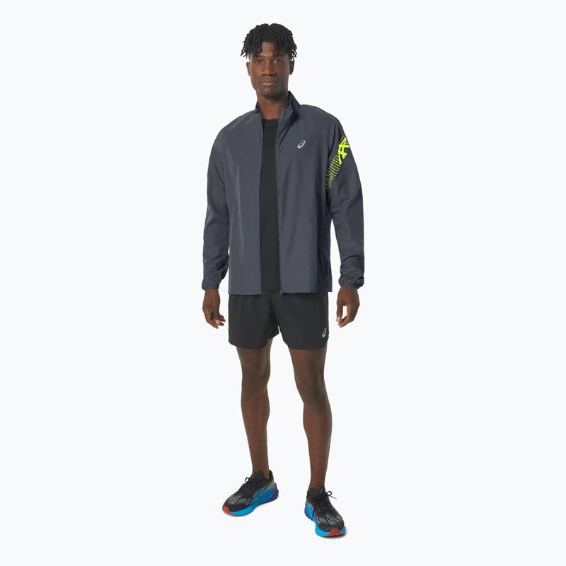 Pánská běžecká bunda  ASICS Icon carrier grey / safety yellow 2
