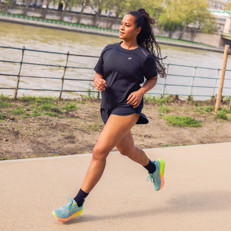 Buty do biegania damskie ASICS Gel-Kayano 31 Paris light celadon/safety yellow 10