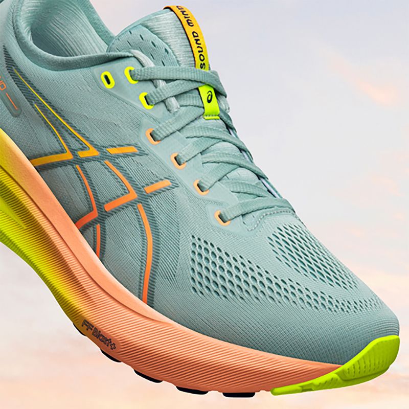 Buty do biegania damskie ASICS Gel-Kayano 31 Paris light celadon/safety yellow 13