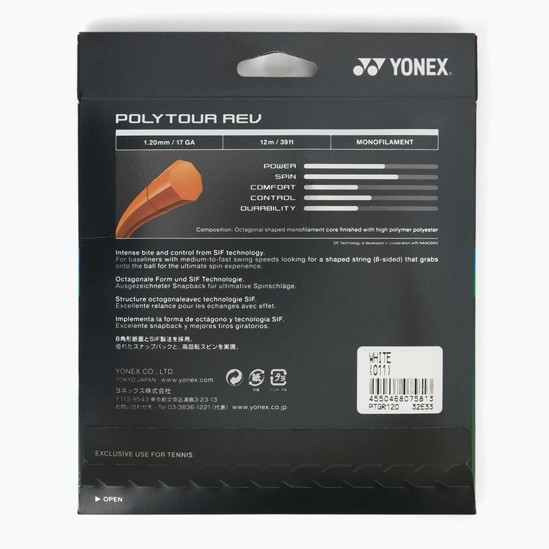 YONEX Poly Tour Rev 120 Set 12 m bílé struny NT120PRS1W 2