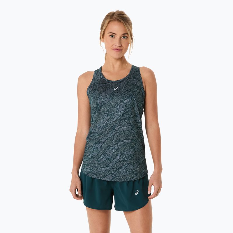 Dámské běžecké tílko tank top ASICS Road All Over Print Tank saxon green/light ube