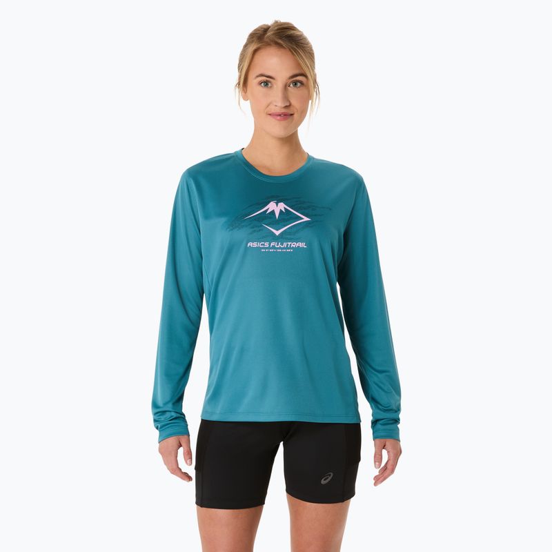 Longsleeve do biegania damski ASICS Fujitrail Logo atlantis blue