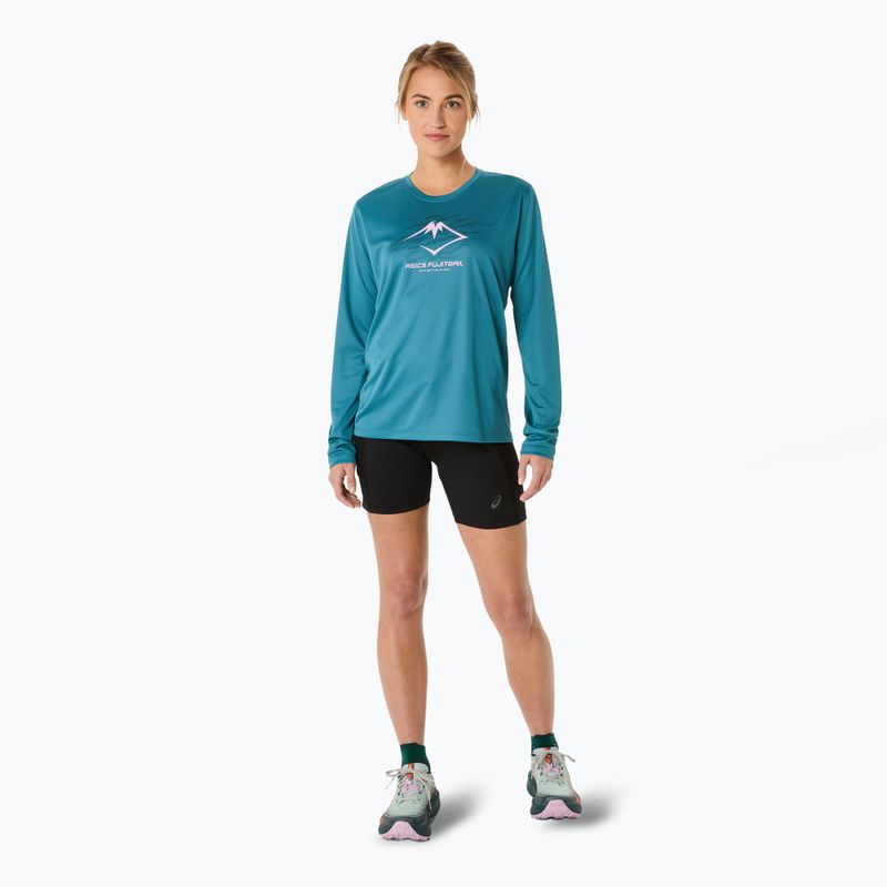 Dámské běžecké tričko Longsleeve ASICS Fujitrail Logo atlantis blue 2