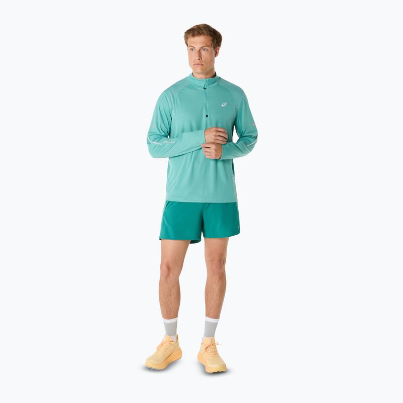 Pánské běžecké tričko longsleeve ASICS Road Lite-Show 1/2 Zip light teal 2
