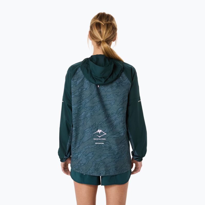 Dámská běžecká bunda ASICS Fujitrail Packable saxon green/light ube 3