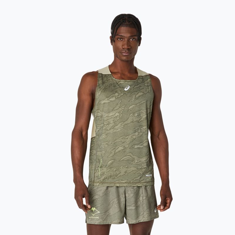 Pánské běžecké tričko ASICS Fujitrail Singlet mantle green/khaki