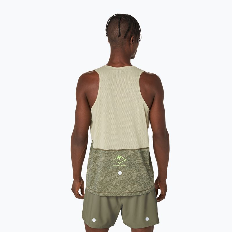 Pánské běžecké tričko ASICS Fujitrail Singlet mantle green/khaki 3