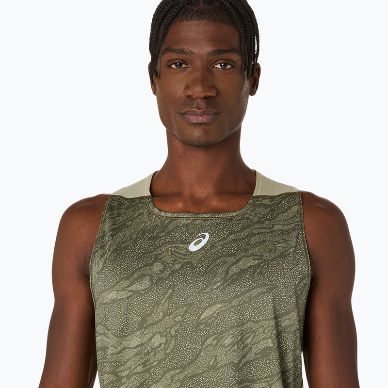 Pánské běžecké tričko ASICS Fujitrail Singlet mantle green/khaki 5