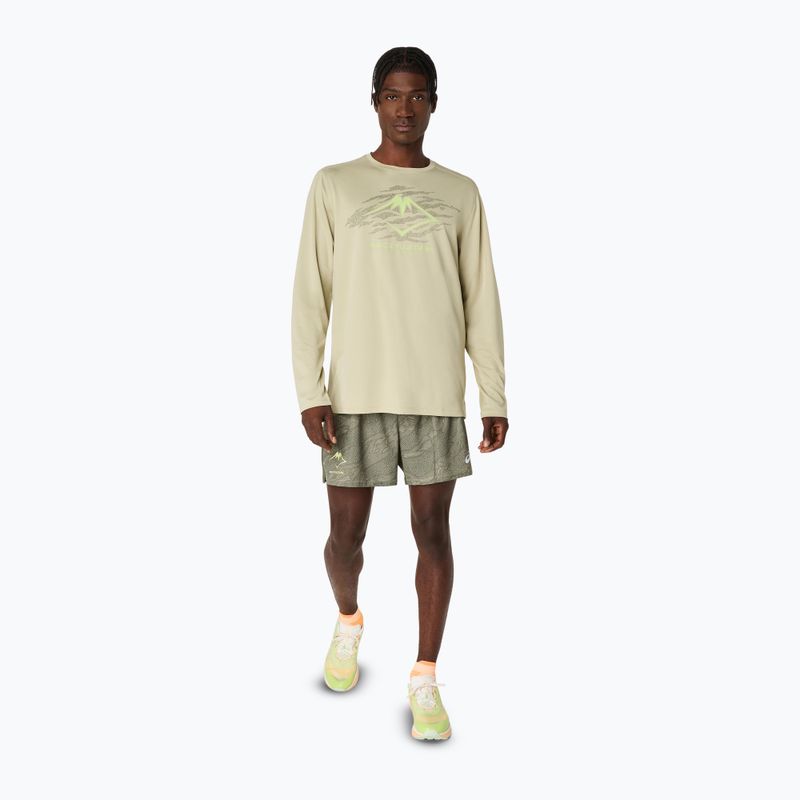 Pánské běžecké tričko Longsleeve ASICS Fujitrail Logo LS khaki  2