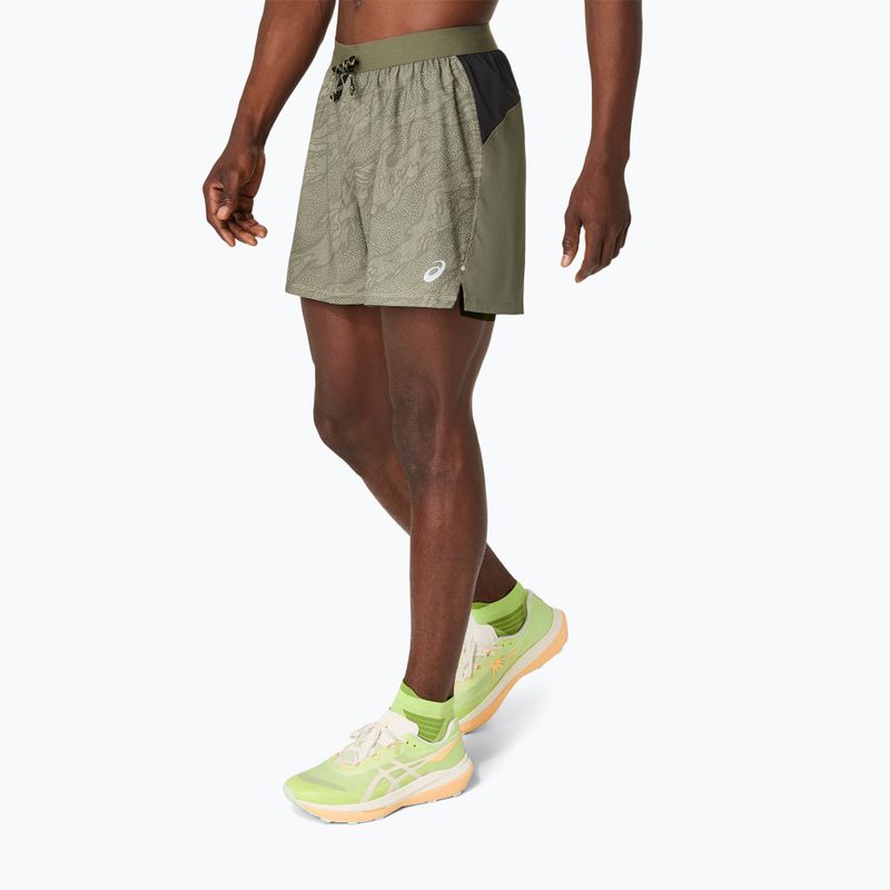 Pánské běžecké šortky ASICS Fujitrail All Over Print 5IN mantle green 4