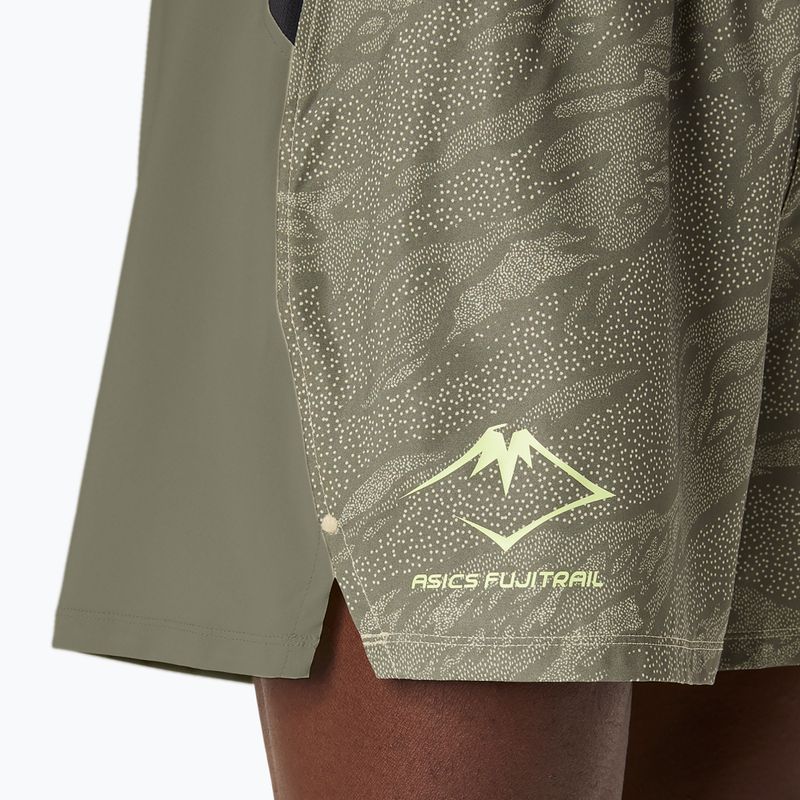 Pánské běžecké šortky ASICS Fujitrail All Over Print 5IN mantle green 5