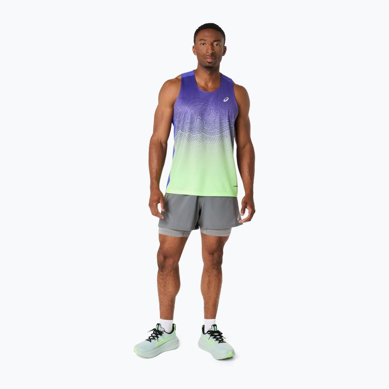 Pánské běžecké tílko ASICS Road Fade Singlet cobalt burst/illuminate green 2