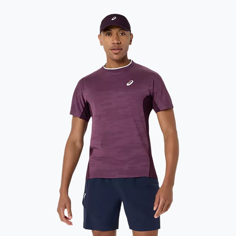 Pánské tenisové tričko ASICS Match Jacquard dark aubergine