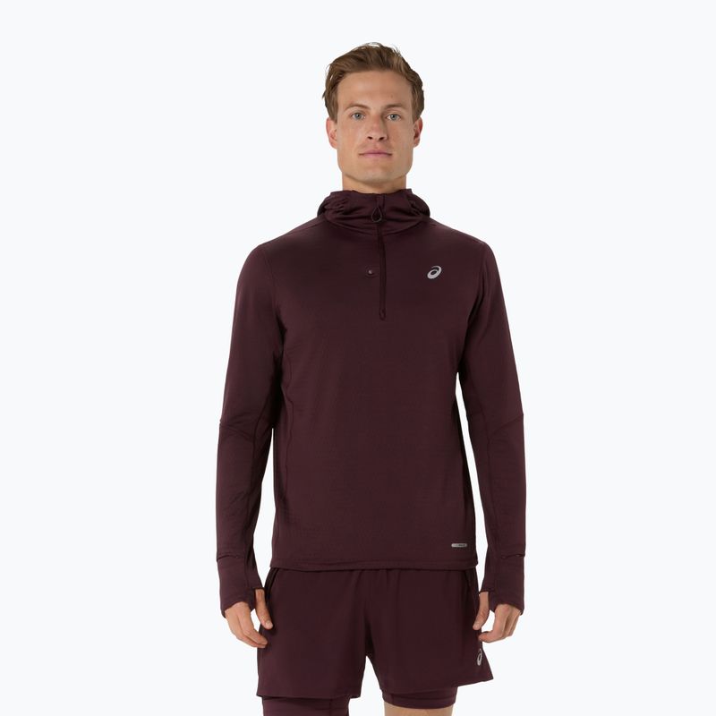 Pánská běžecká mikina ASICS Road Winter Ls Hoodie dark currant