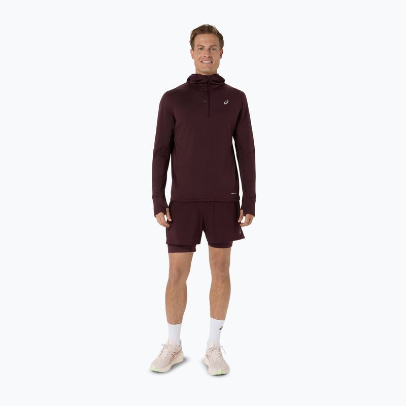 Pánská běžecká mikina ASICS Road Winter Ls Hoodie dark currant 2