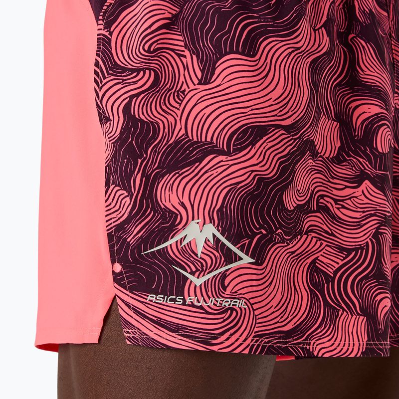 Pánské běžecké šortky Asics Fujitrail All Over Print 5In Short Blazing Coral/Dark Aubergine 6