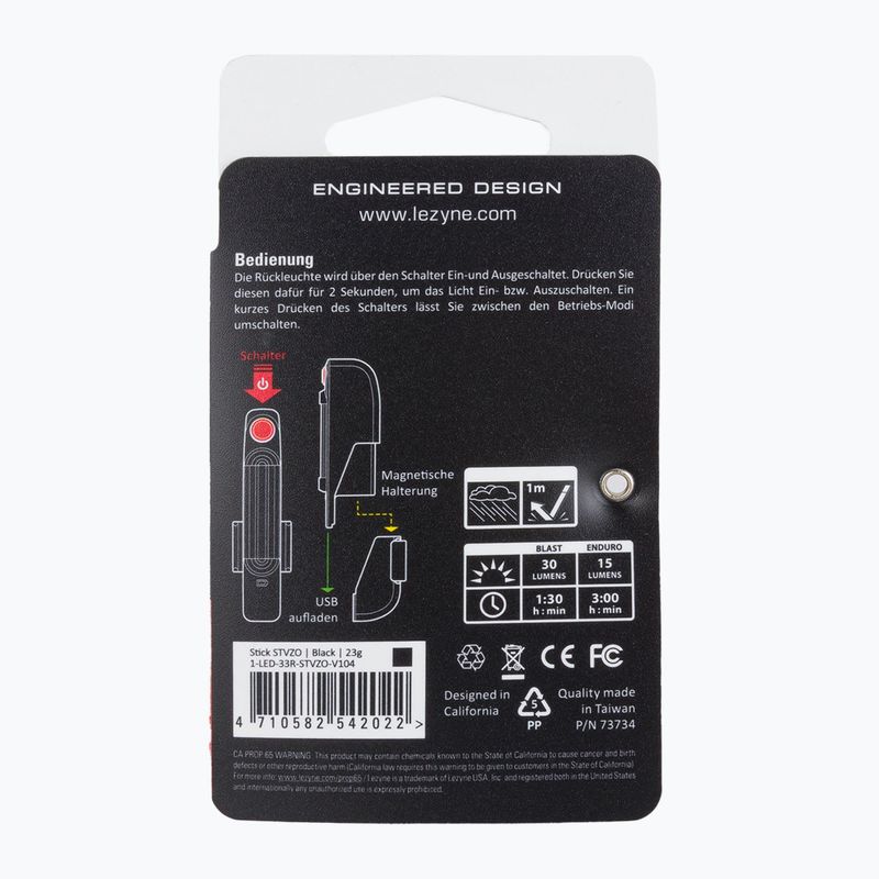 LEZYNE STICK DRIVE REAR STVZO zadní svítilna na jízdní kolo 2