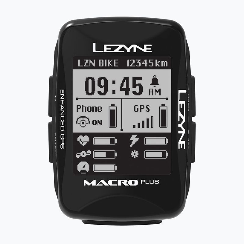 Počítadlo jízdních kol s náramkem+snímač LEZYNE MACRO PLUS GPS HRSC Naložená sada černá LZN-1-GPS-MACRO-V304-HS 2