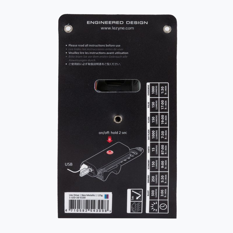 Lezyne LED LITE DRIVE 1000XL usb přední světlo na kolo žluté LZN-1-LED-16-V230 6