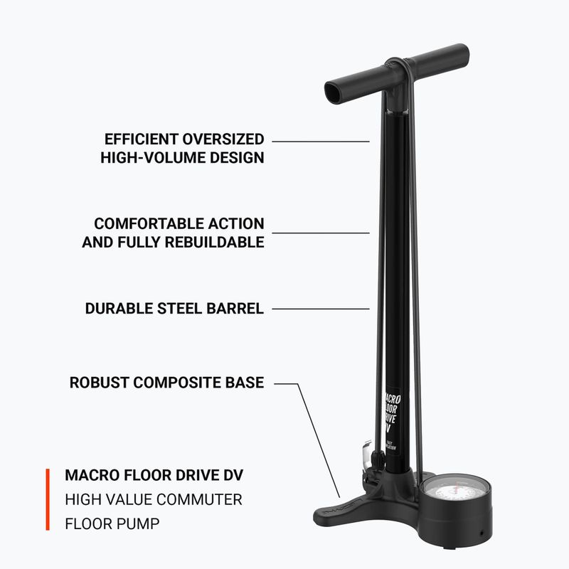 Pumpa na kolo Lezyne Macro HV Floor Drive ABS 100psi flat black 5
