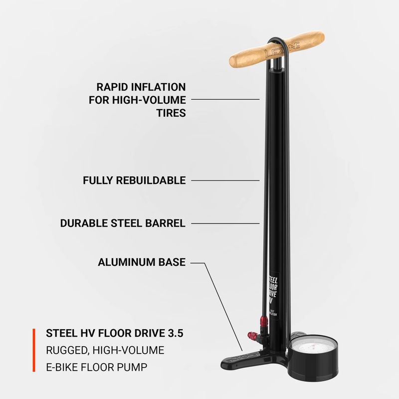Pumpa na kolo Lezyne Steel HV Floor Drive 3,5 100psi flat black 3