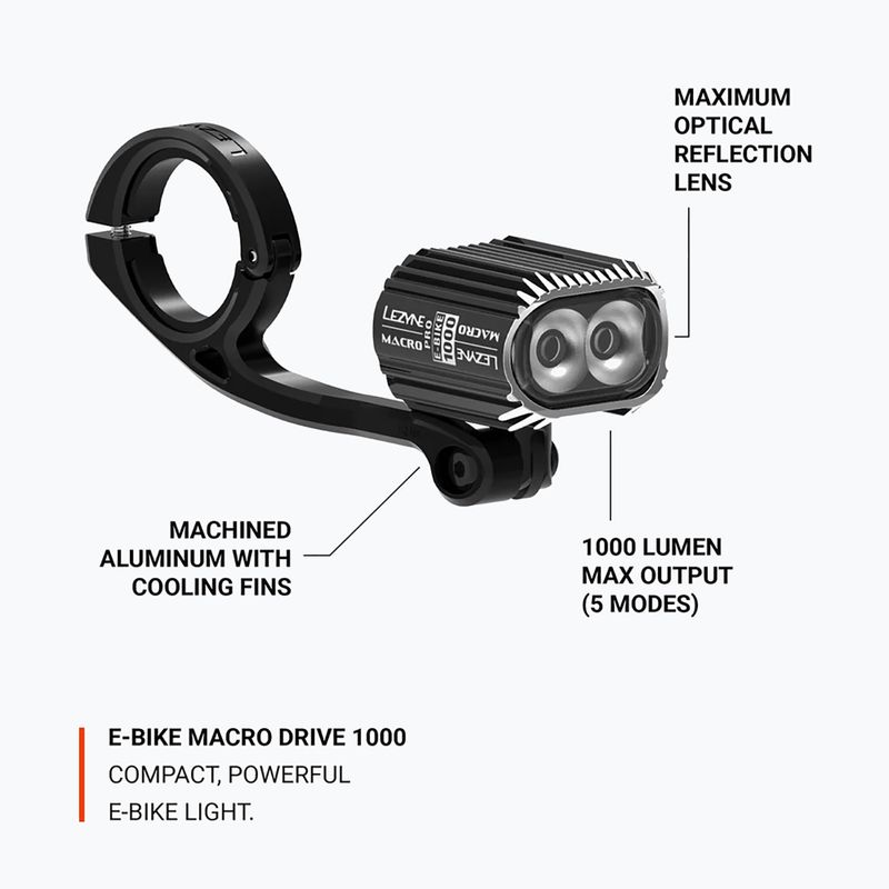 Přední světlo na kolo  Lezyne E-Bike Macro Drive 1000 black 5
