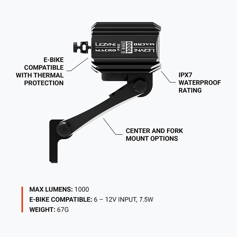 Přední světlo na kolo  Lezyne E-Bike Macro Drive 1000 black 6