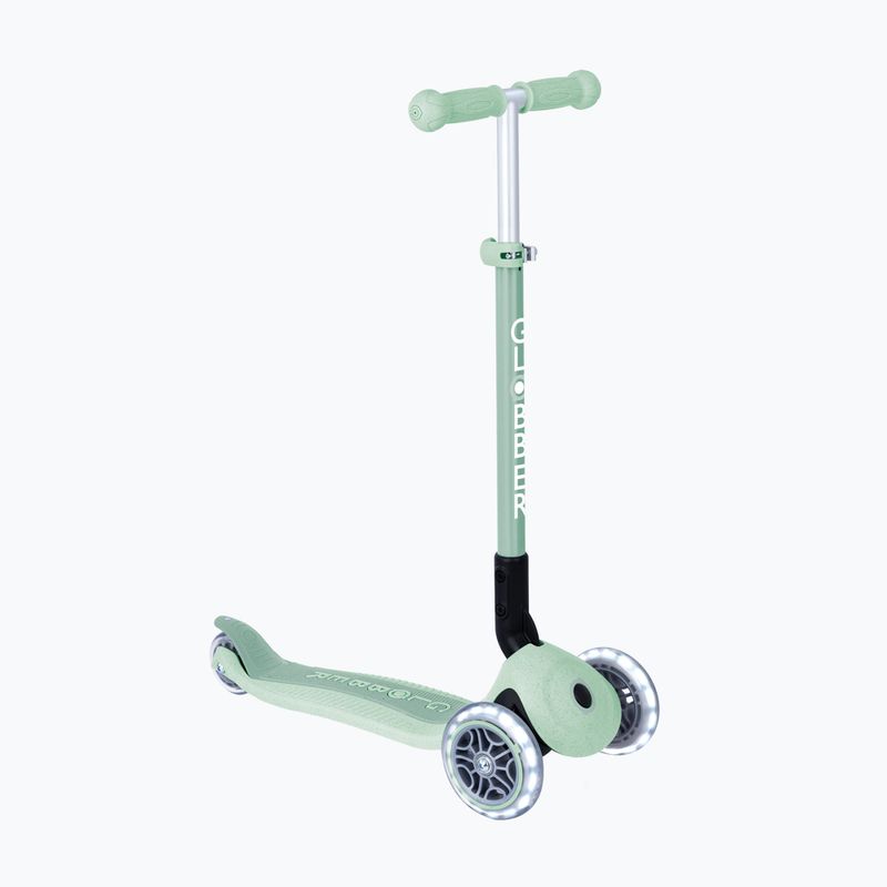 Dětská tříkolová koloběžka Globber Junior Primo Foldable Lights Eco pistachio